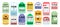 Airplane travel tags. Airport baggage tickets with stamps. Bright badges set for tourists luggage. Airline coupons from different