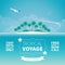 Airplane travel or tropical voyage vector concept in flat style