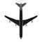 Airplane travel vector icon illustration transportation solid black. Aircraft symbol and fly plane transport isolated white