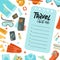 Airplane trip essentials. Traveling check list for carry-on bag for flight with passport and ticket, smartphone and , notebook and