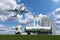 Airplane and truck with hydrogen tank trailer