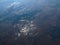 Airplane view of the lakes and swamps of the Arctic tundra. Varandey, Zapolyarny