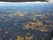 Airplane view of the lakes and swamps of the Arctic tundra. Varandey, Zapolyarny