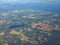 Airplane view of the lakes and swamps of the Arctic tundra. Varandey, Zapolyarny