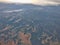 Airplane view of the lakes and swamps of the Arctic tundra. Varandey, Zapolyarny