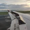 Airplane views landing