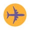 Airplane Violet Simple Icon on Yellow Background