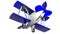 Airplane on a white background. plastic biplane. 3D rendering