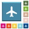 Airplane white icons on edged square buttons