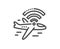 Airplane wifi line icon. Aircraft wi-fi sign. Vector