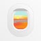 Airplane Window Outdoor Sun and Clouds View. Vector
