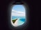 Airplane window paradisiac beach sea View