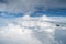 Airplane wing above the clouds