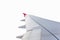 Airplane wing on white background with clipping path