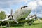 Airplane wreck in a field