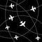 Airplanes Background with Trajectory. Vector