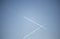 Airplanes crossing paths in the air