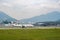 Airplanes line up for take off