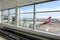 Airplanes on loading in Auckland Airport New Zealand