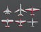 Airplanes and military aircraft top view. 3d airliner and fighter vector icons