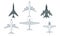 Airplanes and Military Aircraft Top View Vector Illustrated Set