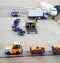 Airplanes, parcels, luggage carrier, airport