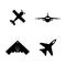 Airplanes, Planes. Simple Related Vector Icons