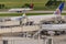 Airplanes on the ramp at Houston International Airport