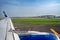 Airplanes ready for departure. Taken from the window of plane