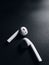 Airpods earphone wallpapers in black and white background.
