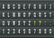 Airport arrival table alphabet with characters and numbers.