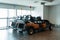 Airport battery powered vehicles for transporting passengers around the airport building. Modern airport service