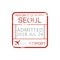 Airport border control stamp admitted Seoul sign