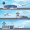 Airport building with control tower. Vector