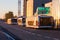 Airport buses in the morning light