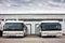 Airport buses in the parking lot