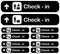 Airport check-in claim dirrection signs set, vector illustration