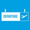 Airport departure sign icon white