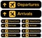 Airport Departures, arrivals dirrection signs set, vector illustration