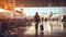 Airport Dynamics: People Walking Inside, Business Travel Concept