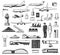 Airport equipment, airlines and aviation icons