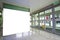 Airport exit door glass wall corridor wall lightboxes