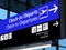 Airport gate sign, flight schedule, airline