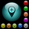 Airport GPS map location icons in color illuminated glass buttons