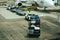 Airport ground support staff loading Luggage, suitcases and cargo into the aircraft hold