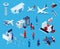 Airport Isometric Icons Set