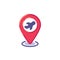 Airport location pin flat icon
