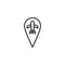 Airport location pin outline icon