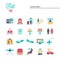 Airport, luggage scanning, flight, rent a car and more, flat icons set