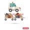 Airport luggage tractor color flat icon